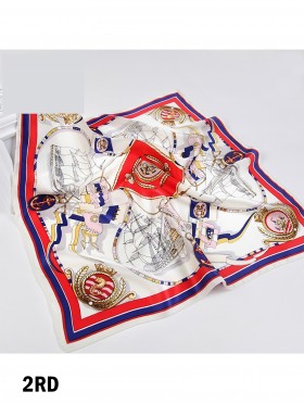 Sailing Anchor Patterned Silk Scarf
